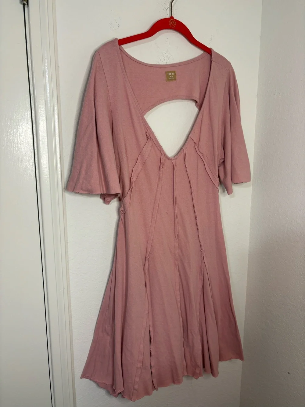Free People Free-est Angelique Mini Dress Pink Blush open back size XL